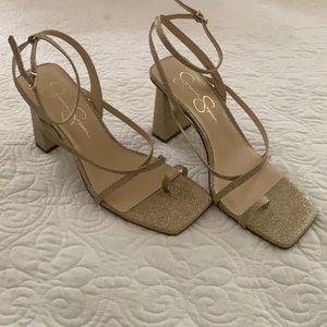 Jessica Simpson “Zofia” dress sandal heel glitter gold size 9m
